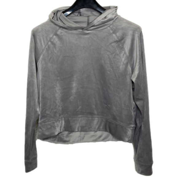 SO Tops - So Cozy Grey Long Sleeve Velour Hooded Sweatshirt Size Jr. Large RN73277 NWOT